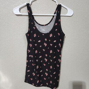 No Boundaries Tank Top Womens Size Small Floral Print Black